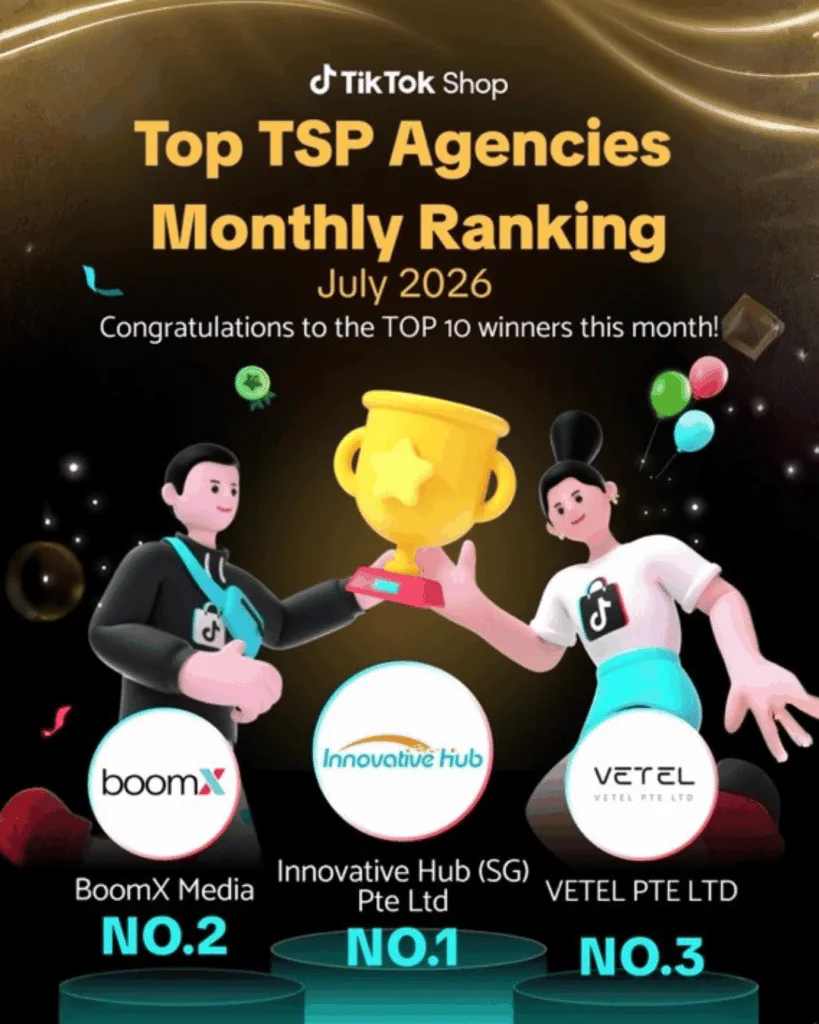 Innovative Hub ranked #1 in TikTok Shop's July 2026 Top TSP Agencies Monthly Ranking (Singapore)