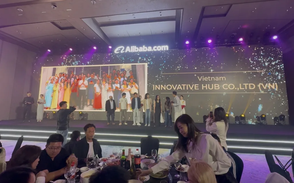 Innovative Hub Co., Ltd (VN) announced on screen as a Renewal Value Award winner at the Alibaba.com Awards Gala